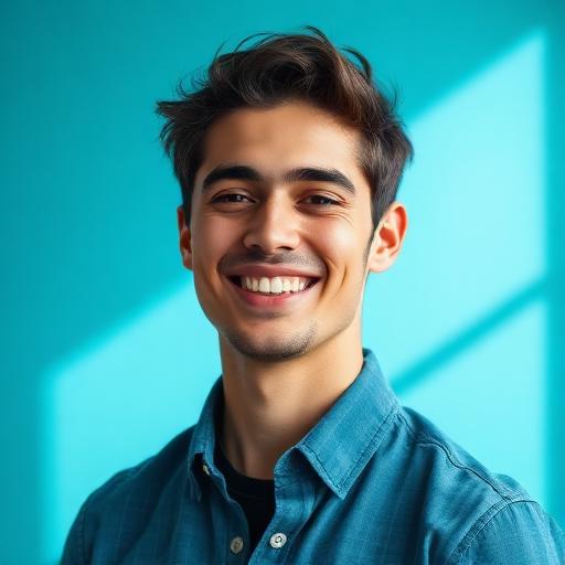 Retrato sorridente de colaborador jovem da equipe de marketing